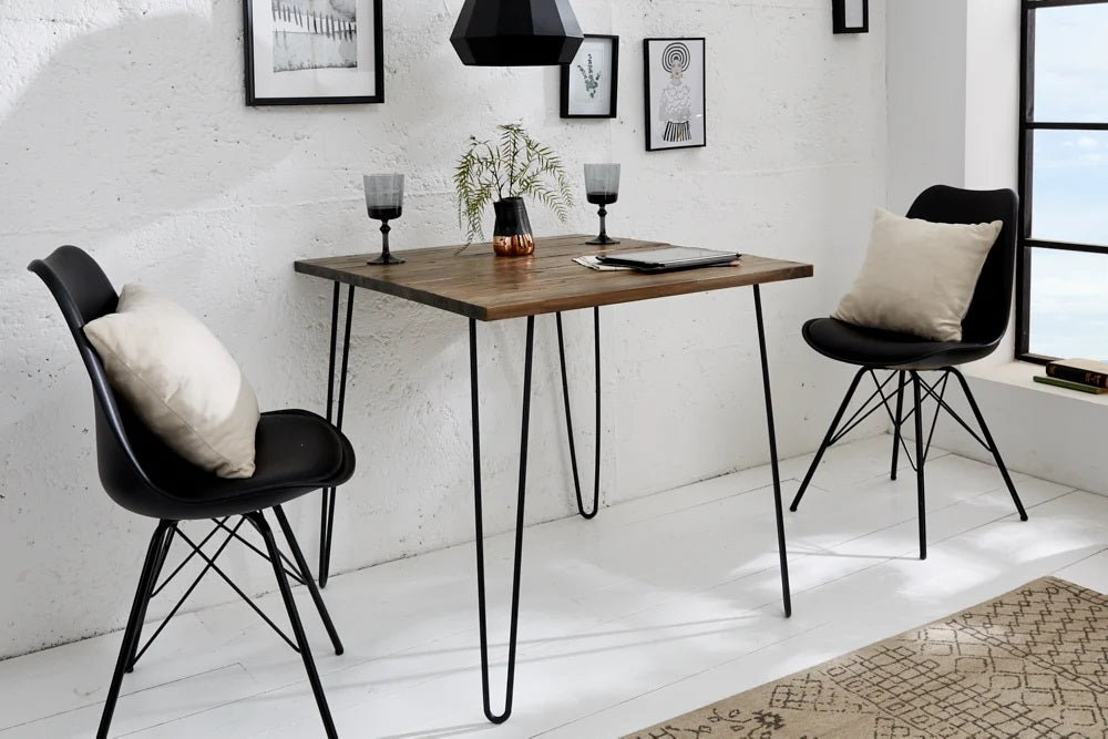 Industrie-Look Esstisch ALINA 80cm living-brown Akazie Metallbeine