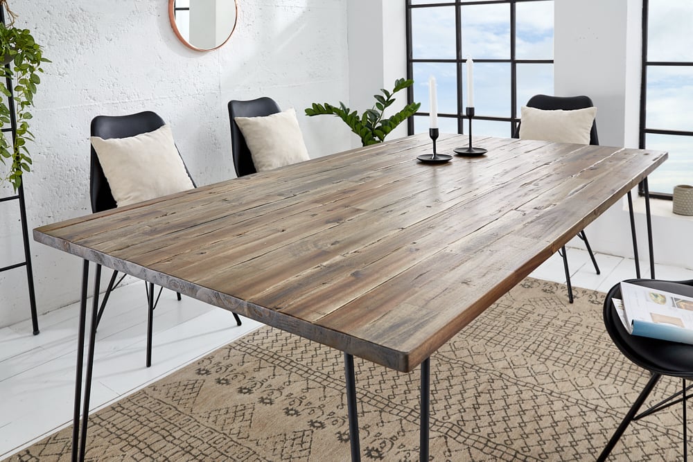 Industrie-Look Esstisch ALINA 160cm living-brown Akazie Metallbeine