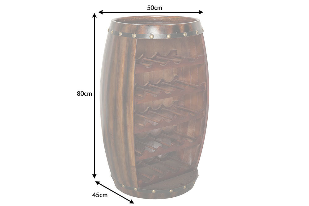 Originelles Flaschenregal BOTELLA 80cm braun Weinfass Pinienholz