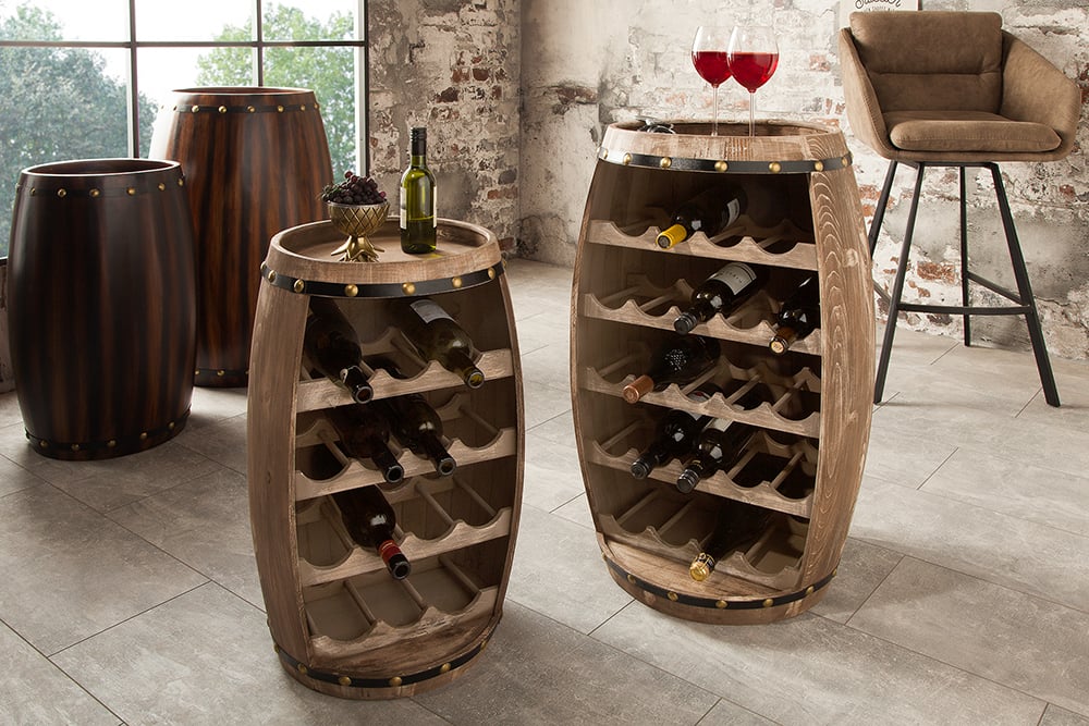 Originelles Flaschenregal BOTELLA 60cm natur Weinfass Pienienholz