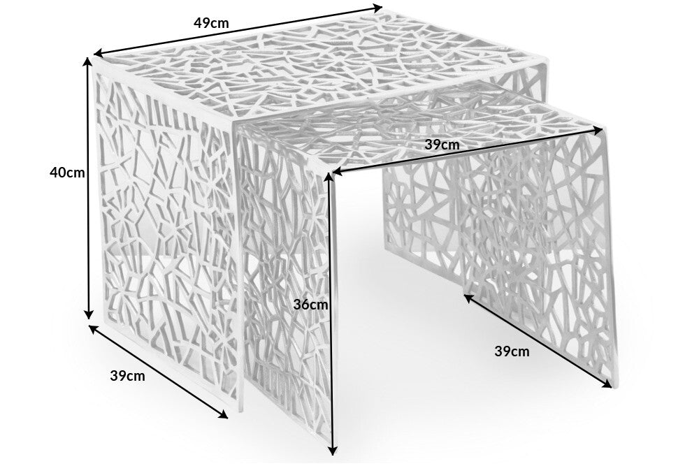 Design Couchtisch 2er Set RIAS Aluminium ca.49cm silber