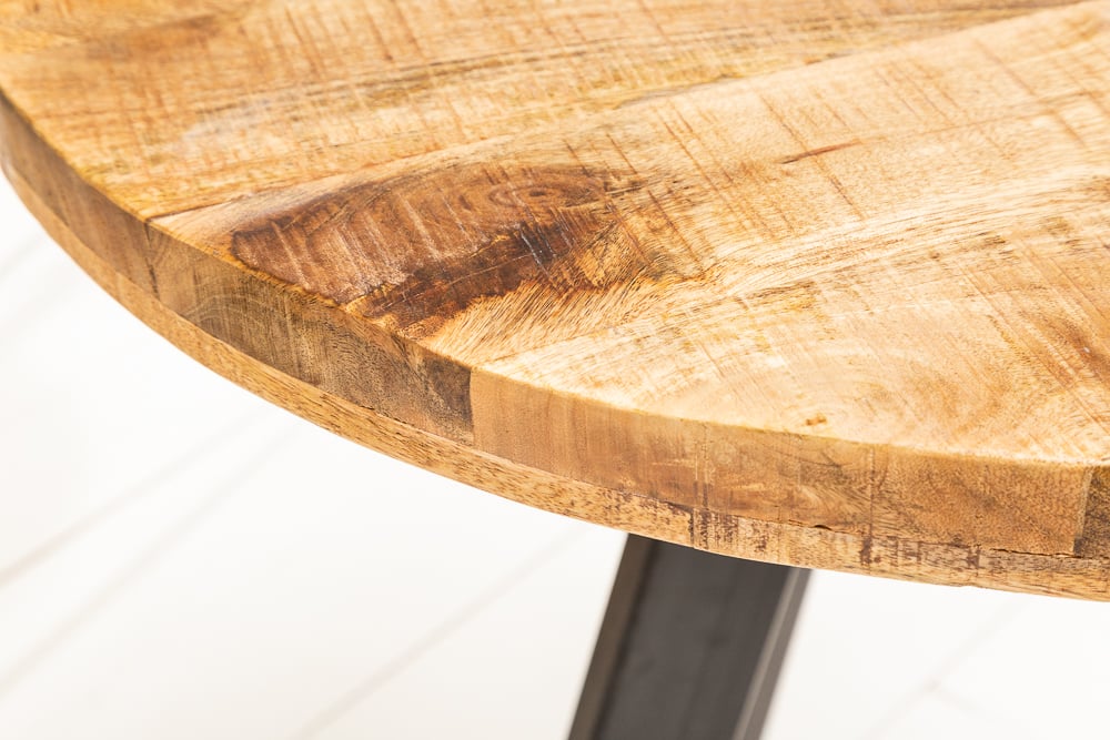 Industrie-Look Esstisch ARTE 80cm rund Mangoholz natural
