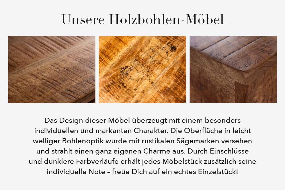 Massivholz Esstisch CRAFT rund 80cm Mangoholz Metallgestell