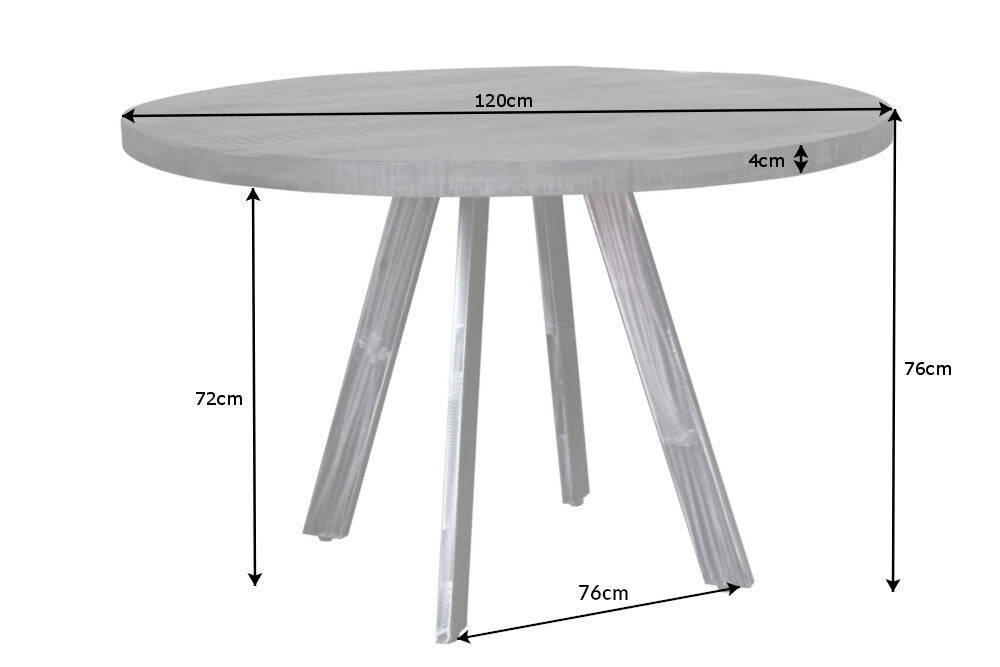 Mango Esstisch ARTE 120cm grau Industrie-Design Gestell