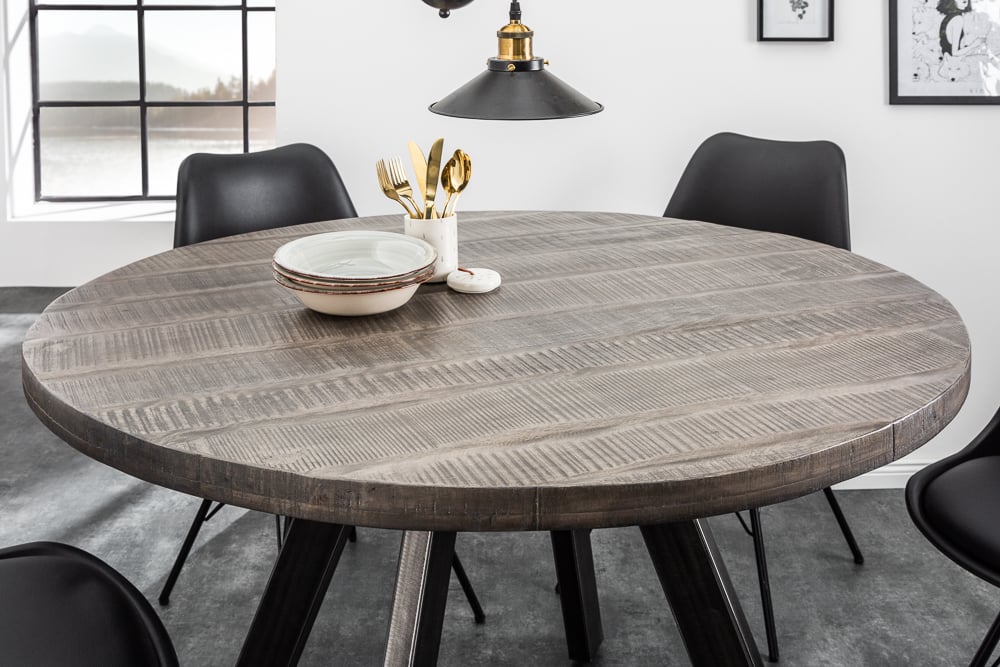 Mango Esstisch ARTE 120cm grau Industrie-Design Gestell