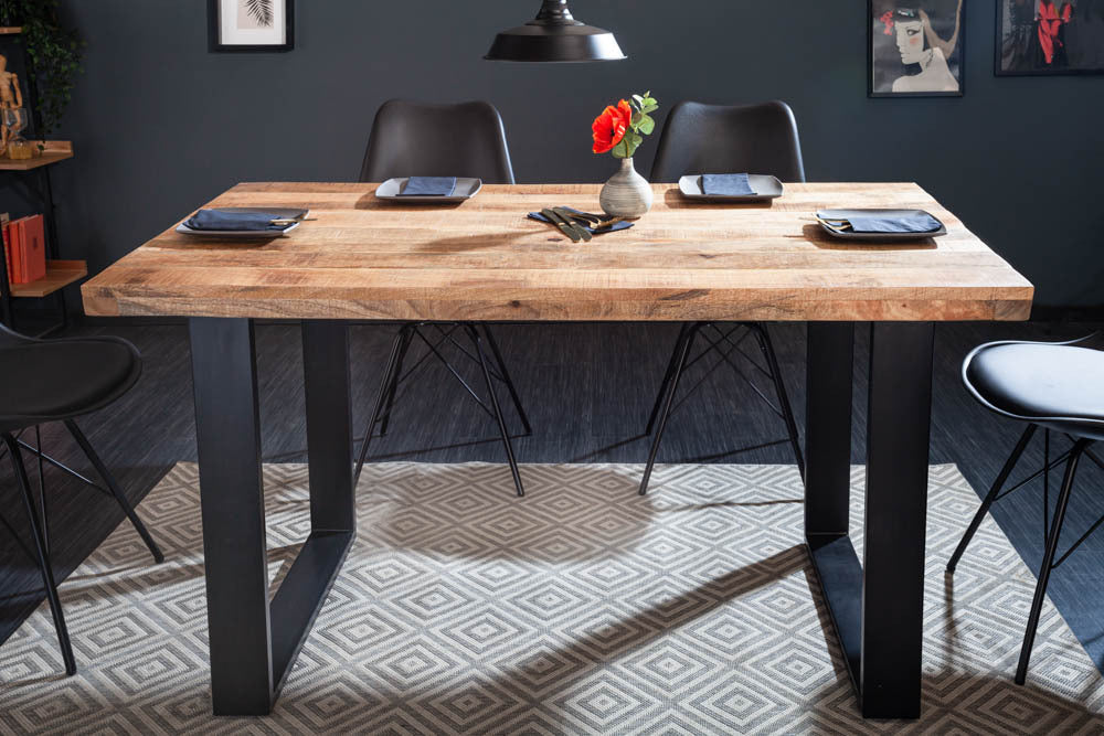 Industrie-Look Esstisch ARTE 140cm Mangoholz natural Eisengestell