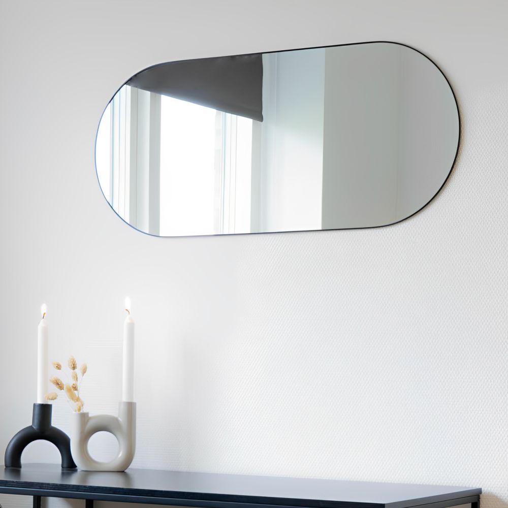 Moderner Spiegel ORLONA schwarz oval ca.50x80 cm