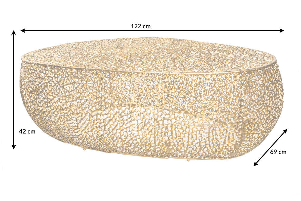 Extravaganter Couchtisch RIXOS ca.120cm Metall gold Handarbeit