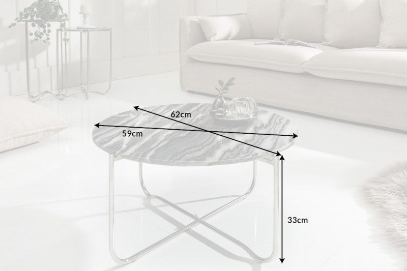 Moderner Couchtisch MAMO abnehmbare Marmor-Platte ca.D62cm
