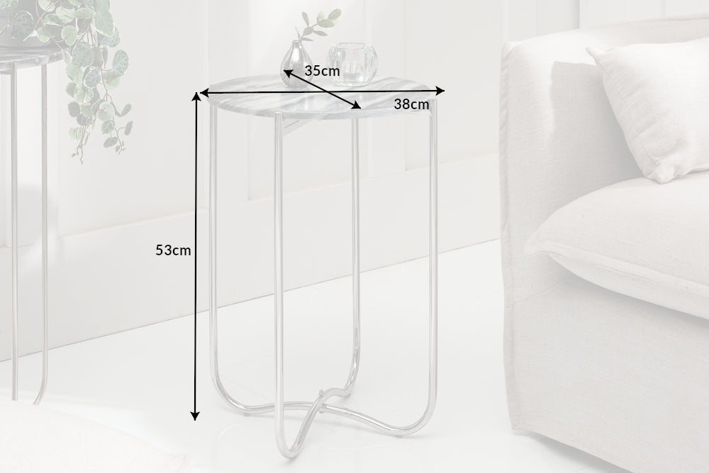 Moderner Beistelltisch MAMO abnehmbare Marmor-Platte ca.D38cm