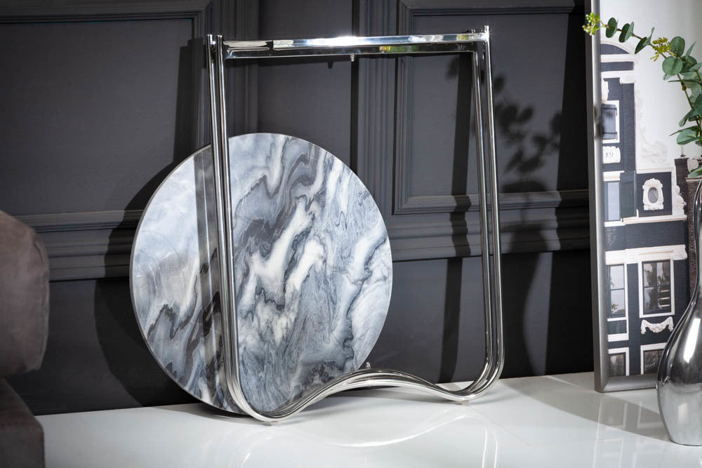 Moderner Beistelltisch MAMO abnehmbare Marmor-Platte ca.D43cm