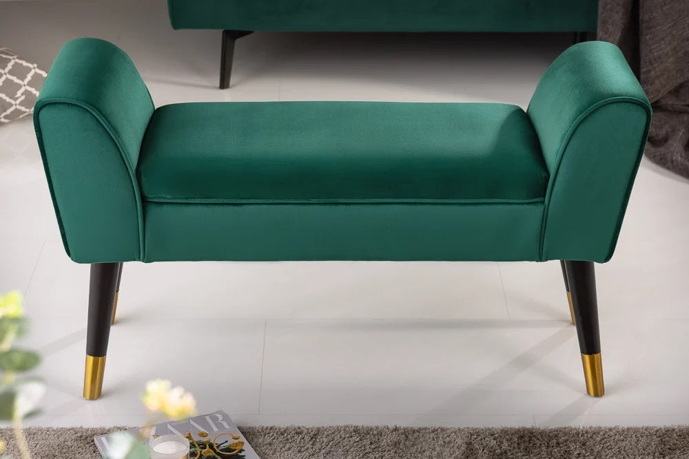 Elegante Sitzbank CAROLIN 90cm grün Samt