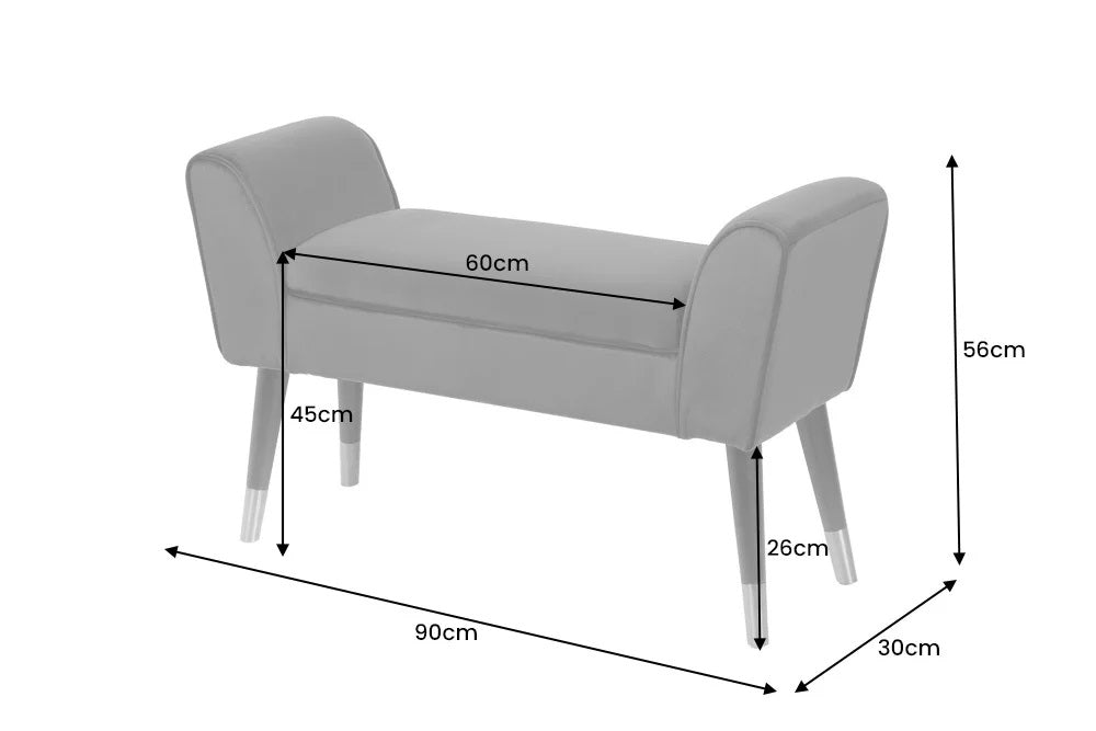 Elegante Sitzbank CAROLIN 90cm grün Samt