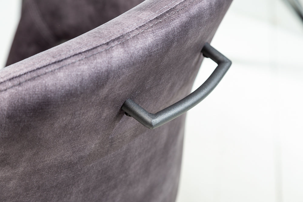 Eleganter Drehstuhl FREEDOM Samt grau Retrostil Armlehnen