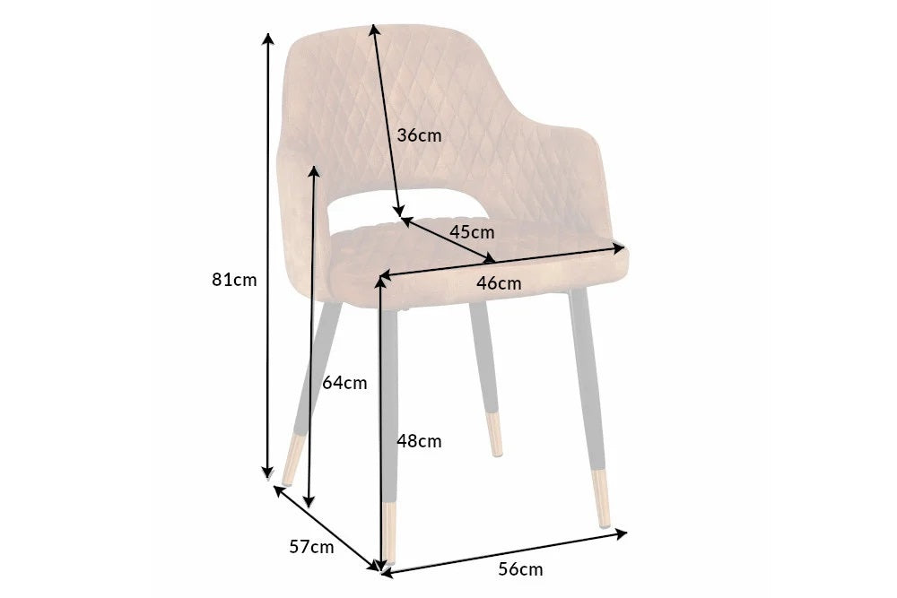 Design Stuhl FRANCE Samt senfgelb Ziersteppung Armlehnen