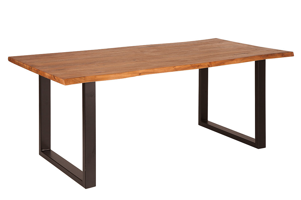 Baumkante Esstisch ARBOL 160cm massive 35mm Akazie U-Gestell