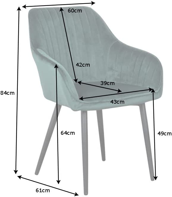 Eleganter Stuhl MILAN Samt grün Ziersteppung Armlehnen