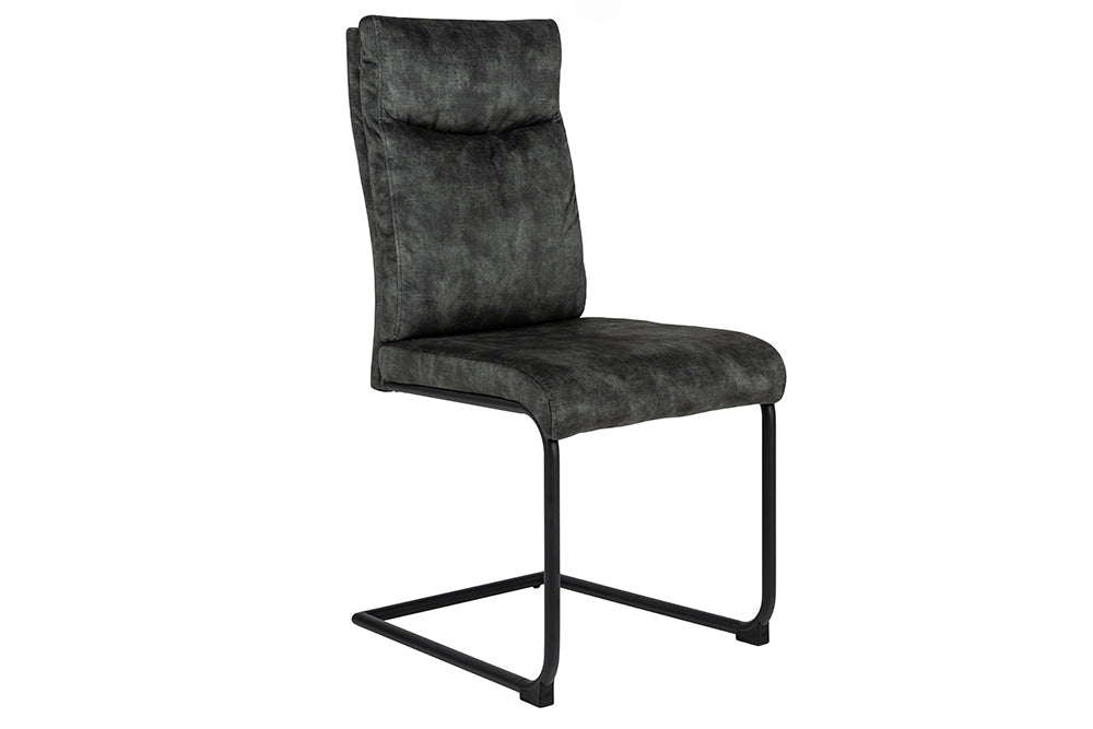 Eleganter Freischwinger Stuhl COMODO Samt grün mit Griff