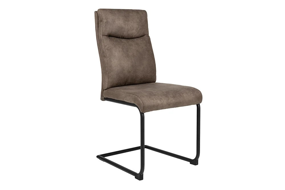 Eleganter Freischwinger Stuhl COMODO Samt taupe mit Griff