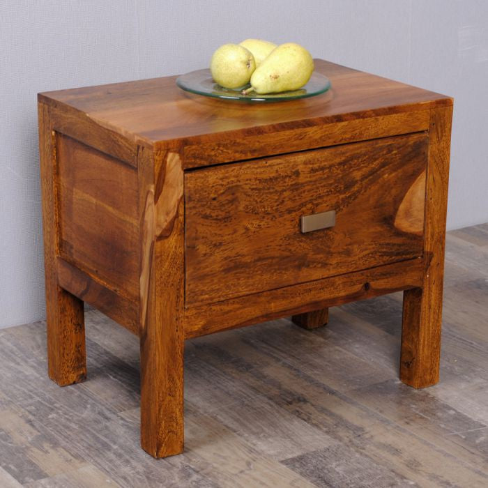 Massivholz Nachtschrank MURALI Stone Sheesham Palisander