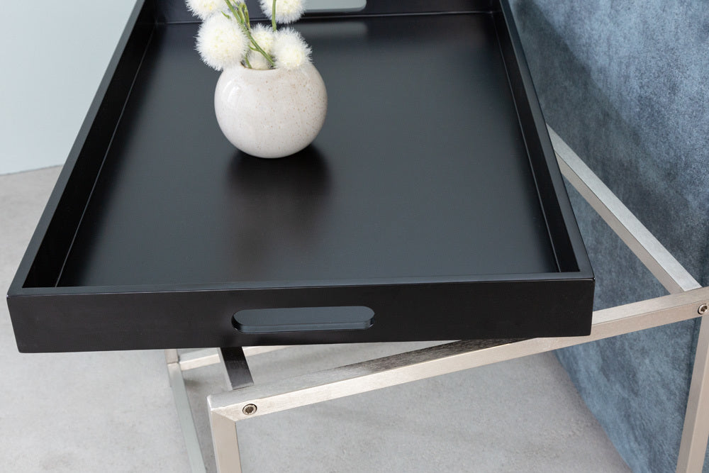 3er Couchtisch-Set MENTO schwarz abnehmbare Tabletts 75cm Stahl