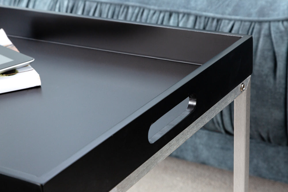 3er Couchtisch-Set MENTO schwarz abnehmbare Tabletts 75cm Stahl