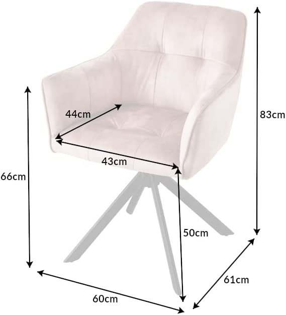Moderner Drehstuhl ZIRA champagner Samt Metallgestell
