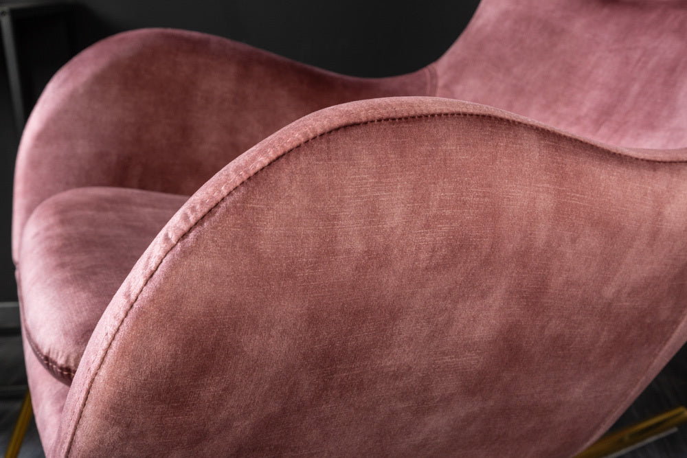 Bequemer Schaukelstuhl HYGGE Samt altrosa Sessel