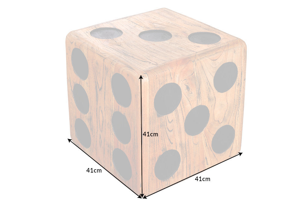 Cooler Würfel Beistelltisch DADO 40cm natural Mindi-Holz Hocker