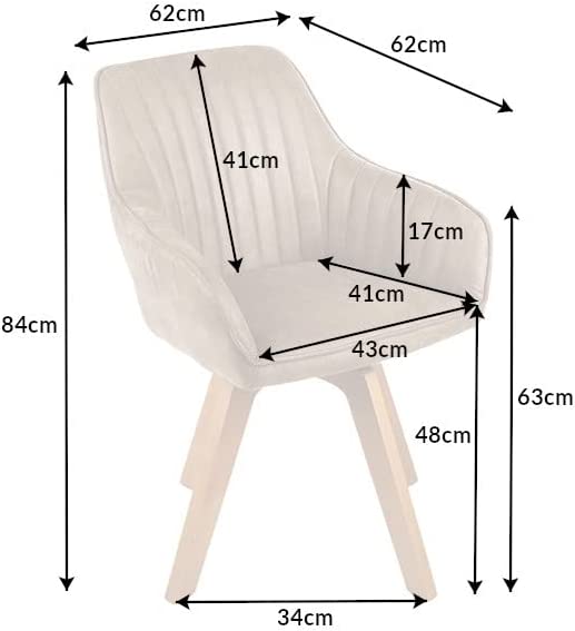 Moderner Drehstuhl NOVO Samt sand Buchenholz Beine Armlehnen
