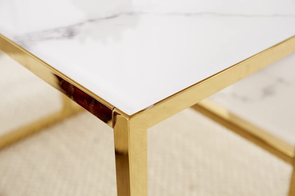 Design Couchtisch MARMO 90x60cm weiss gold Marmor-Dekor