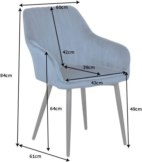 Eleganter Stuhl MILAN Samt blau Ziersteppung Armlehnen