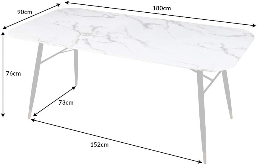 Eleganter Esstisch ROMA 180cm weiss Marmor-Optik