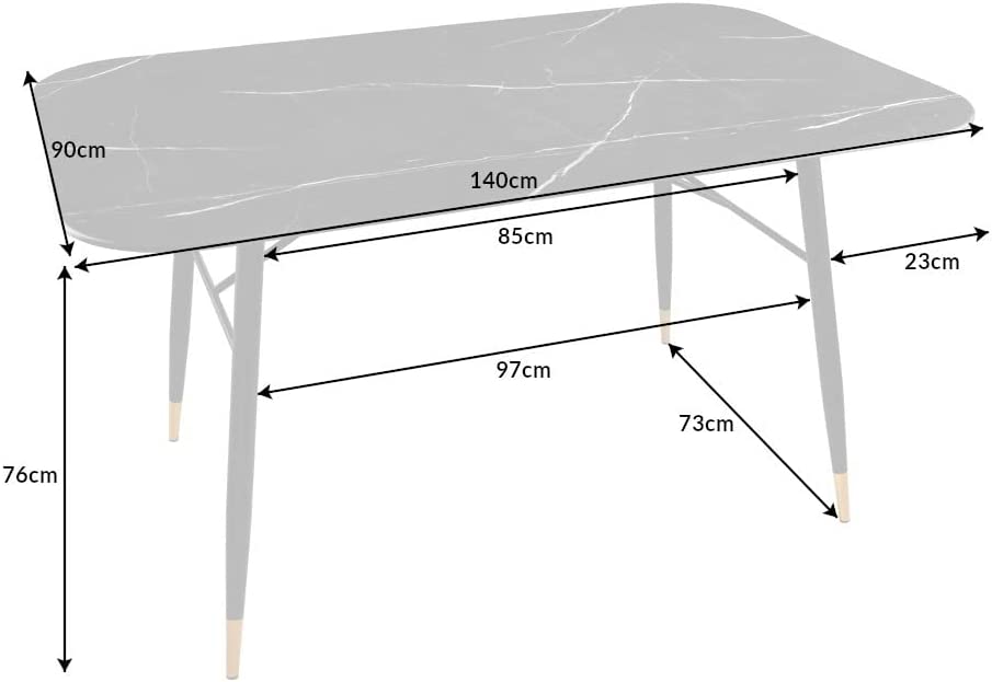 Eleganter Esstisch ROMA 140cm anthrazit Marmor-Optik