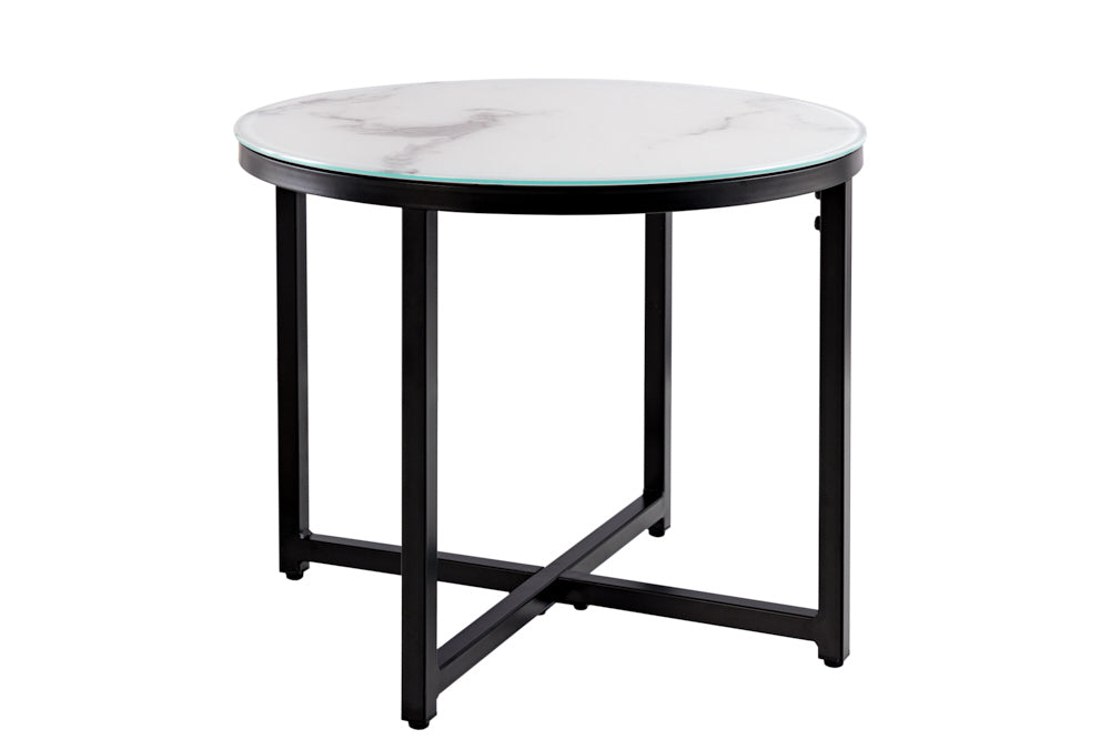 Eleganter Beistelltisch MARMO 50cm schwarz-weiss Marmor-Dekor