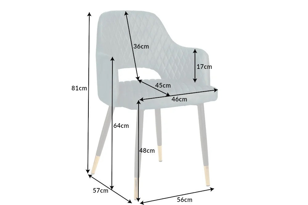 Design Stuhl FRANCE Samt petrol Ziersteppung Armlehnen