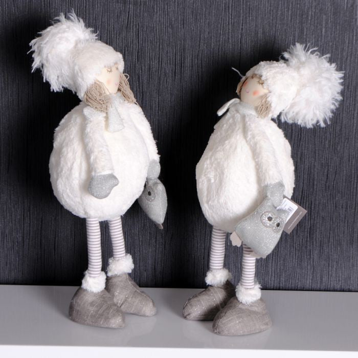 SIA Wintermädchen mit Eulentasche 44cm Weihnachten Figur