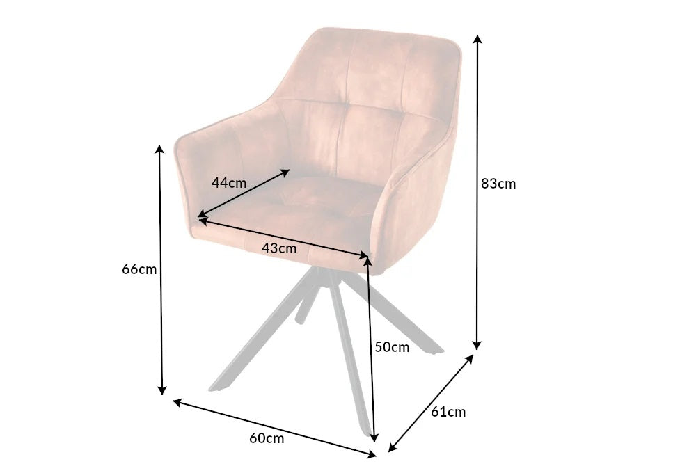 Moderner Drehstuhl ZIRA braun Samt Metallgestell