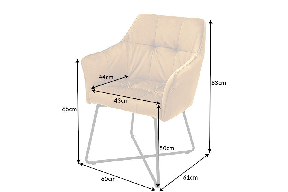 Moderner Samt Stuhl ZIRA senfgelb mit Armlehne
