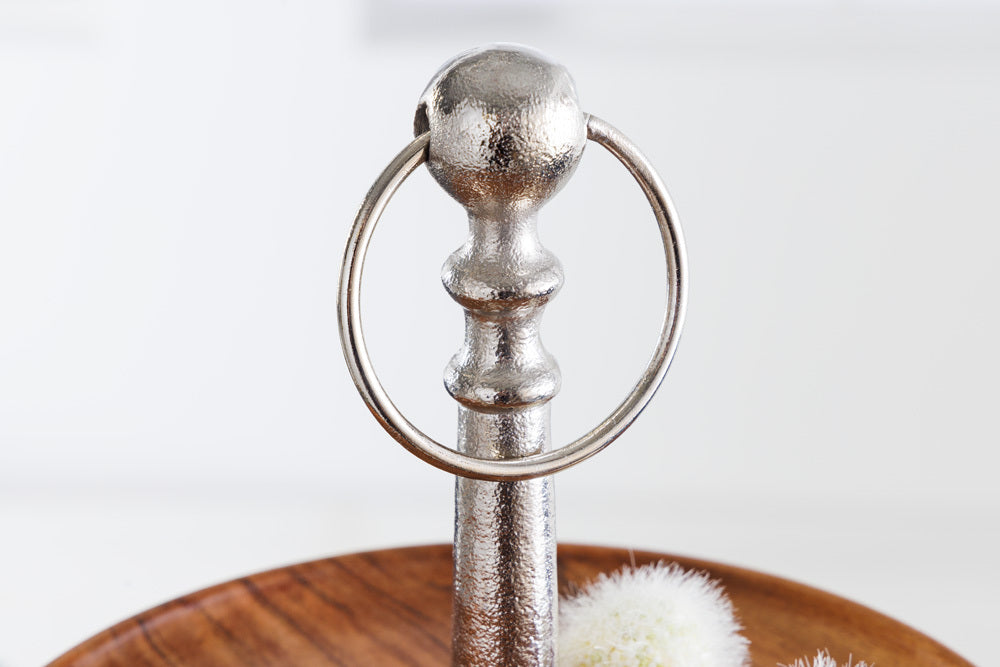 Handgefertigte Etagere ALAM 60cm Akazie natural silber
