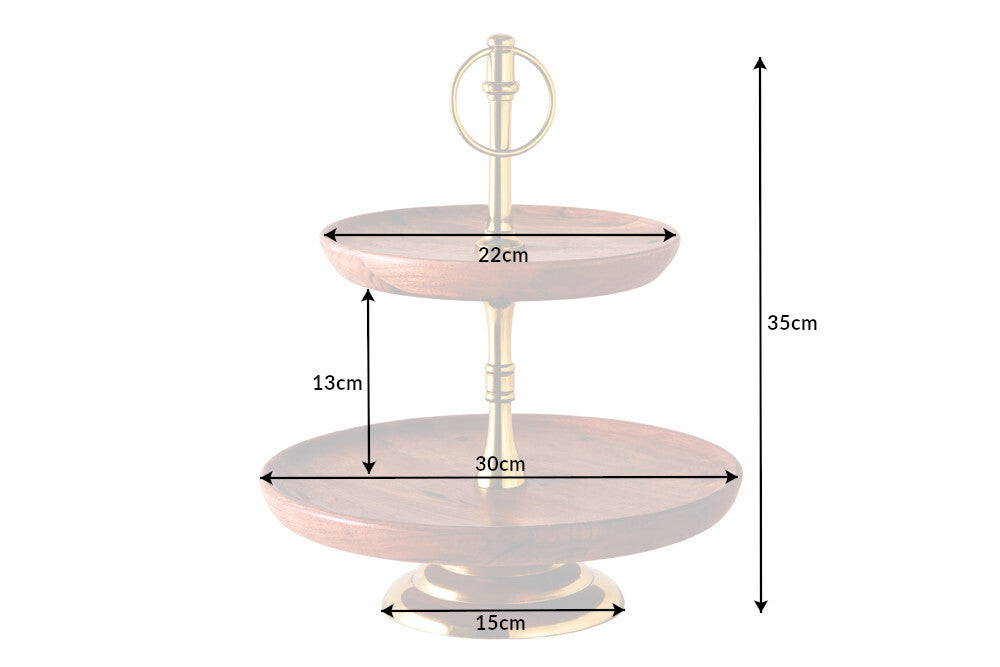 Handgefertigte Etagere ALAM 35cm Akazie natural silber