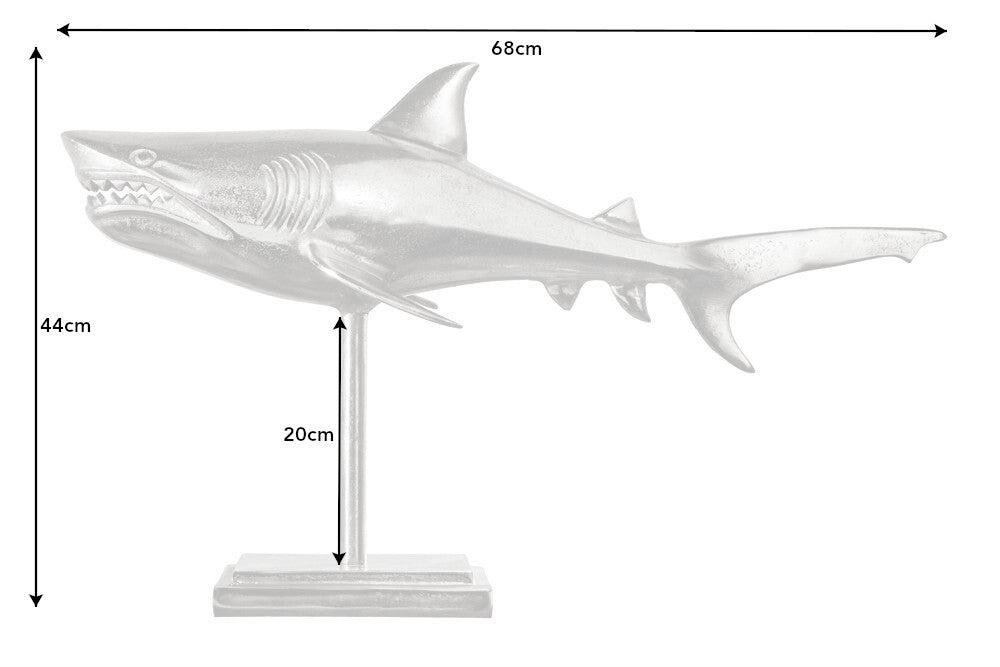 Deko-Figur Haifisch 70cm SHARK silber Aluminium Maritim Hai Skulptur