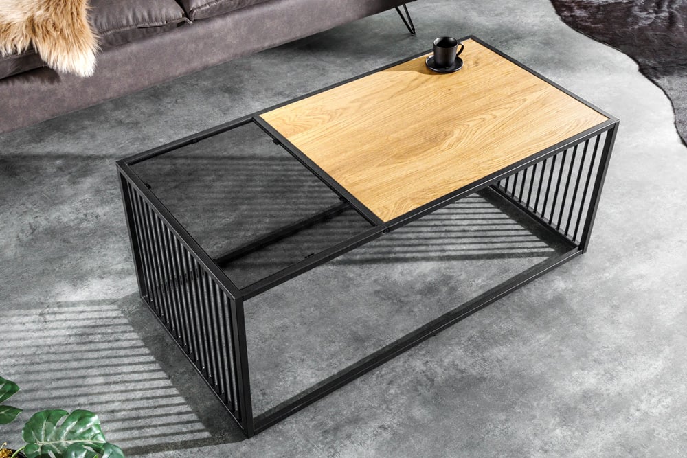 Moderner Couchtisch STRIVE 100cm Eiche-Look Industrielles Design