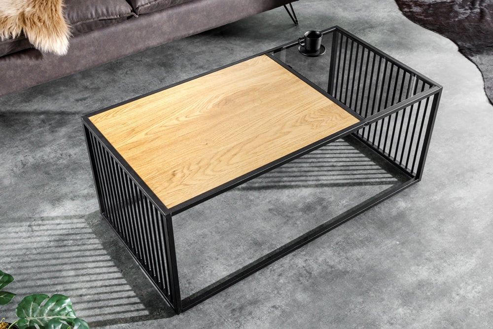 Moderner Couchtisch STRIVE 100cm Eiche-Look Industrielles Design