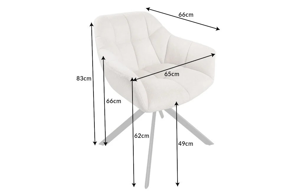 Moderner Drehstuhl LYON beige Strukturstoff Metallgestell