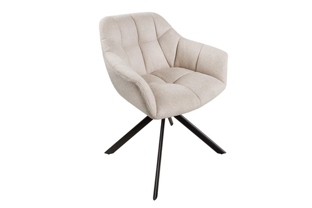 Moderner Drehstuhl LYON beige Strukturstoff Metallgestell