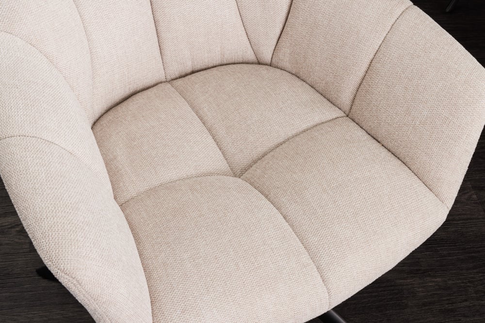 Moderner Drehstuhl LYON beige Strukturstoff Metallgestell