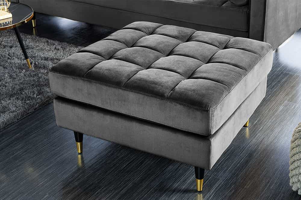 Moderner Hocker COMFORT 80cm grau  Samt Taschenfederkern