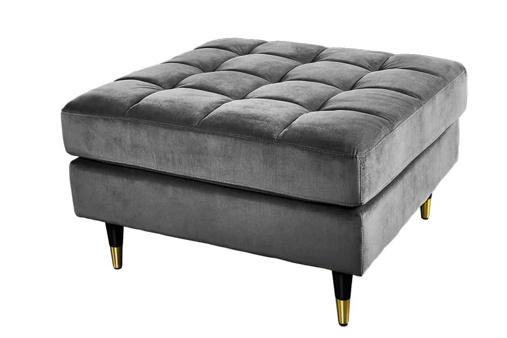 Moderner Hocker COMFORT 80cm grau  Samt Taschenfederkern