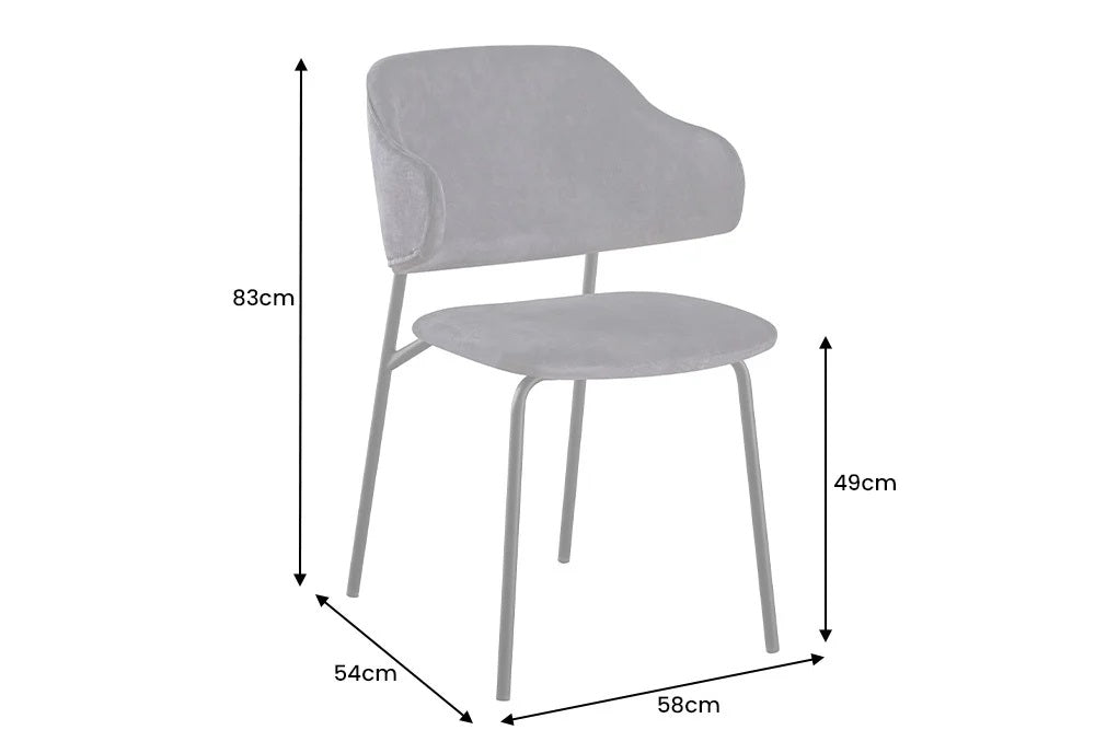 Moderner Stuhl MODA grau Samt Metallbeine